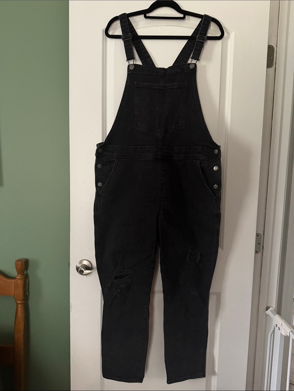 Old Navy Black Washed Denim Overalls Jumpsuit - Size 16
